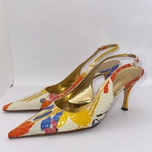 Dolce & Gabbana Snakeskin Multi Colored Slingback Heels - size 37